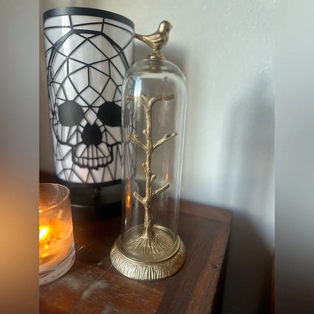 Gold Tree Glass Dome Home Accent